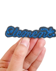 Custom Word Patch - Blue on Grey