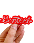 Custom Word Patch - Silver on Red