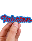 Custom Word Patch - Red on Blue