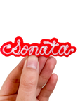Custom Word Patch - White on Red