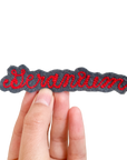 Custom Word Patch - Red on Grey