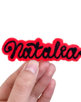 Custom Word Patch - Black on Red