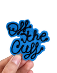 Custom Phrase Patch - Black on Blue