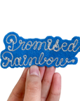 Custom Phrase Patch - Silver on Blue