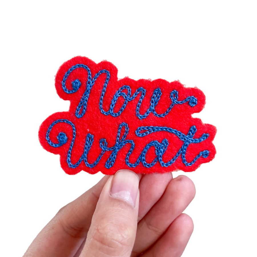 Custom Phrase Patch - Blue on Red