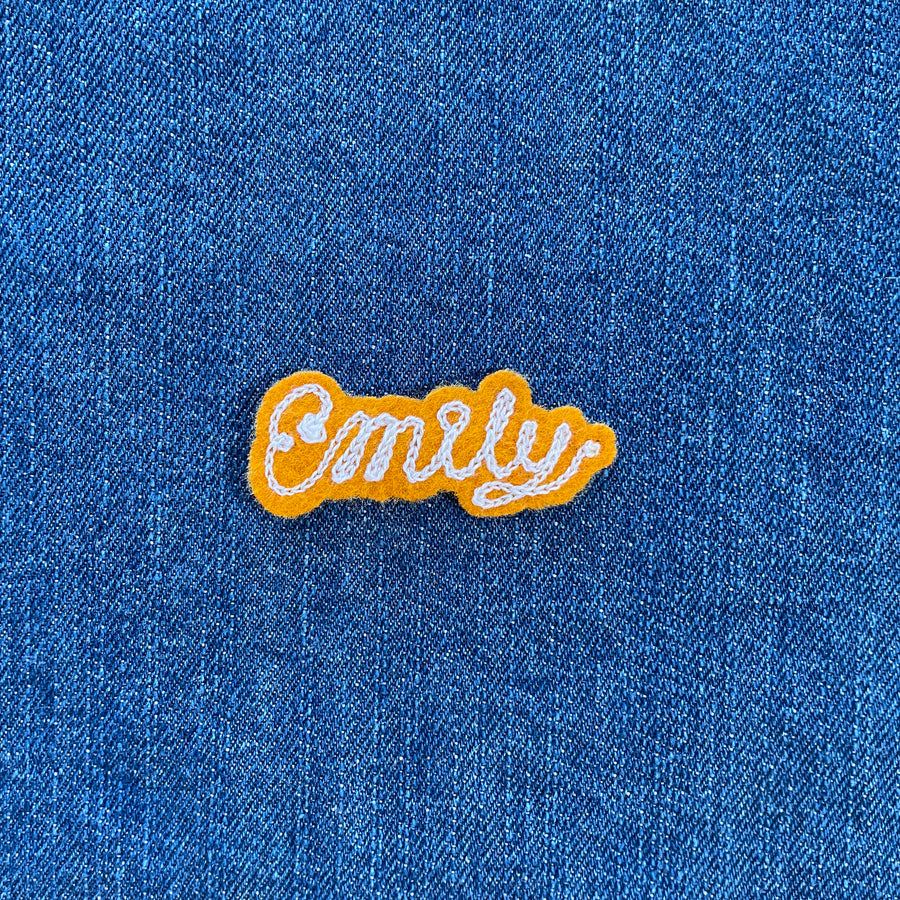 Custom Word Patch - White on Yellow