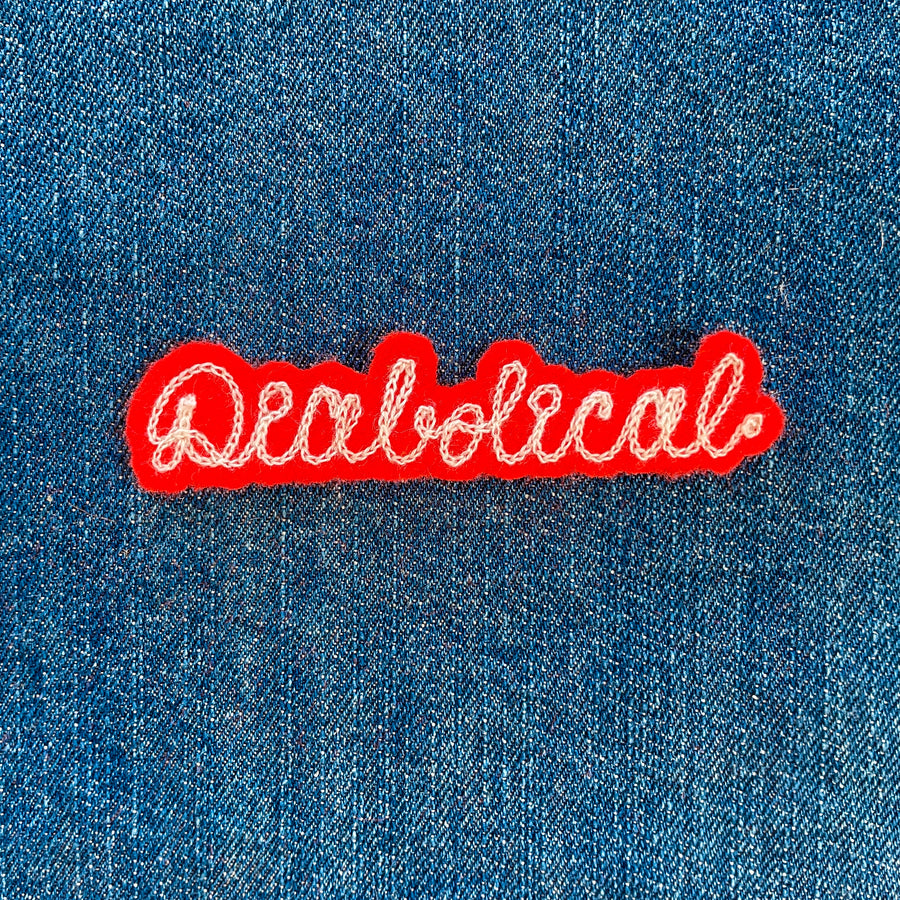 Custom Word Patch - White on Red