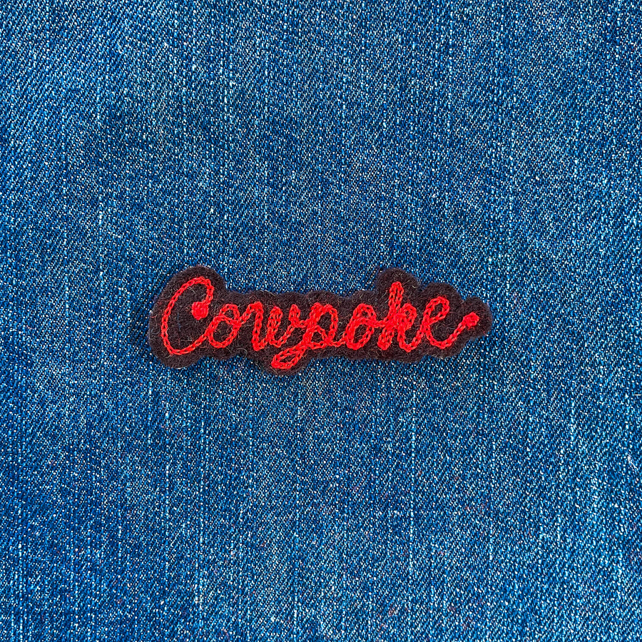 Custom Word Patch - Red on Black