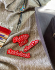 Custom Phrase Patch - White on Red