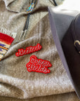 Custom Word Patch - Silver on Red