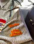 Custom Phrase Patch - Red on Yellow