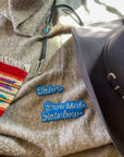 Custom Phrase Patch - Silver on Blue