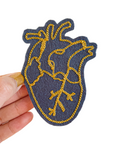 Gold Anatomical Heart - Chainstitch Patch