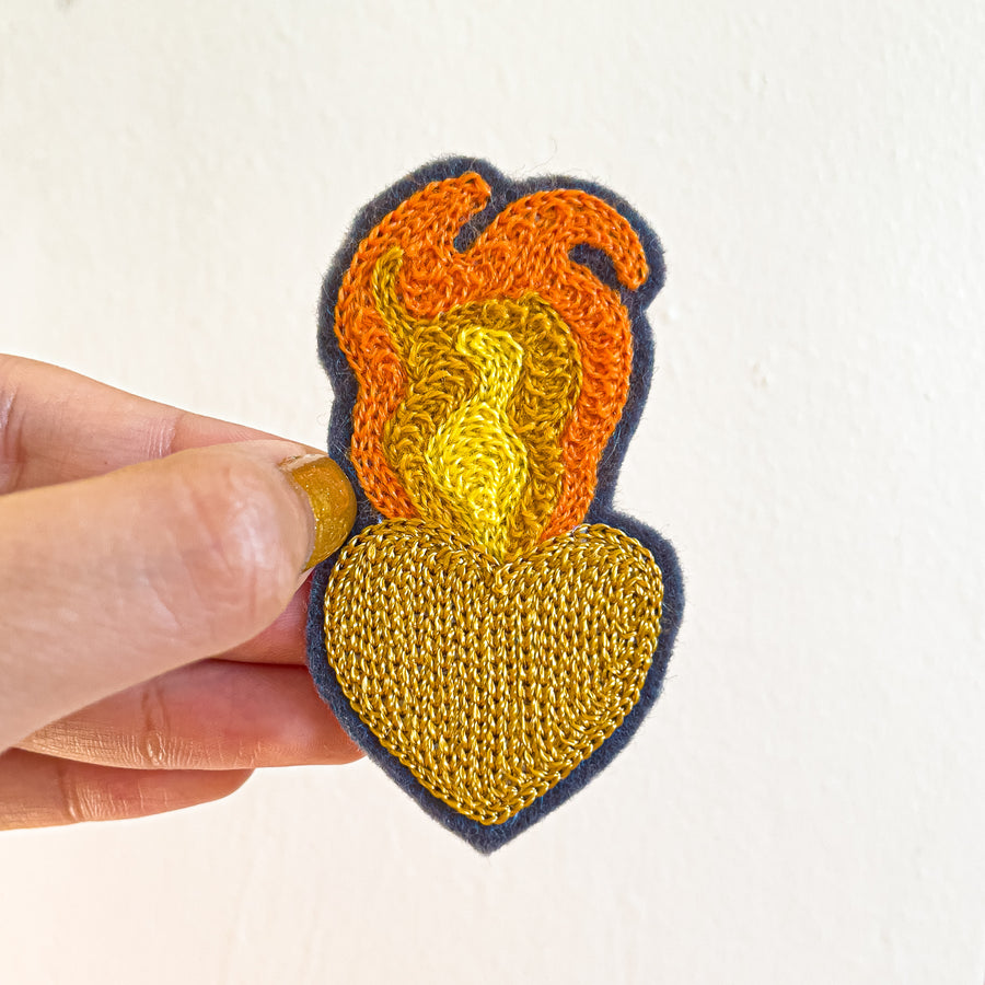 Sacred Heart Gold - Chainstitch Patch