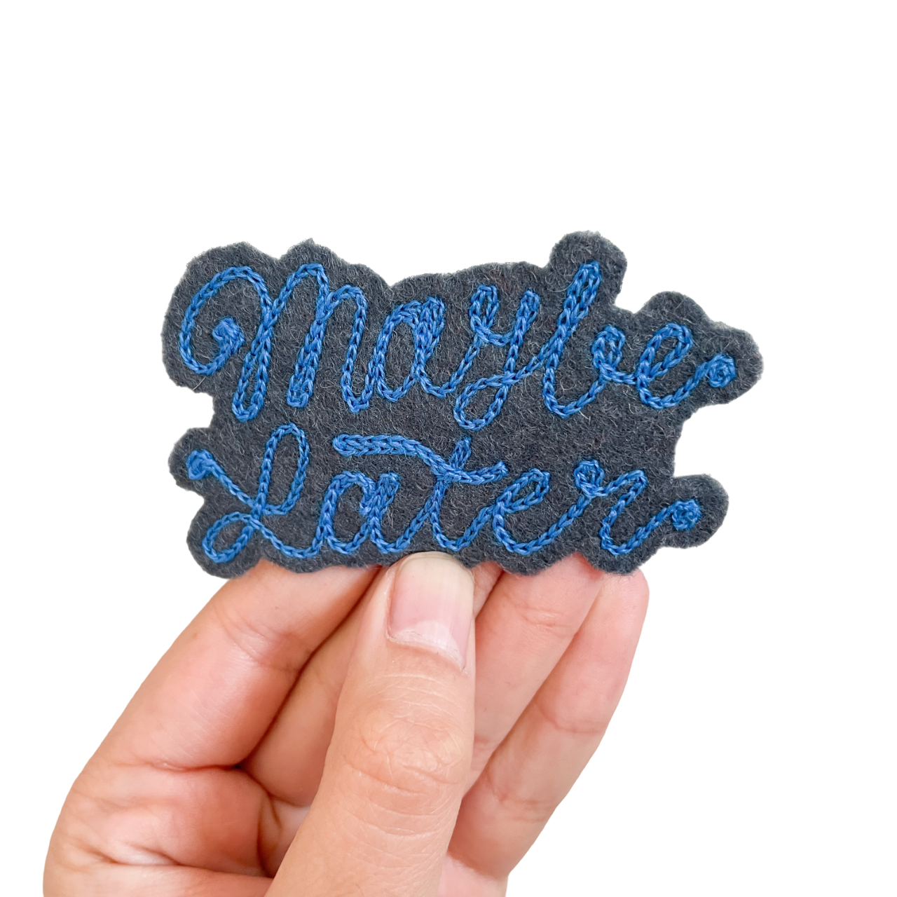 Custom Phrase Patch - Blue on Grey