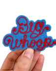 Custom Phrase Patch - Red on Blue