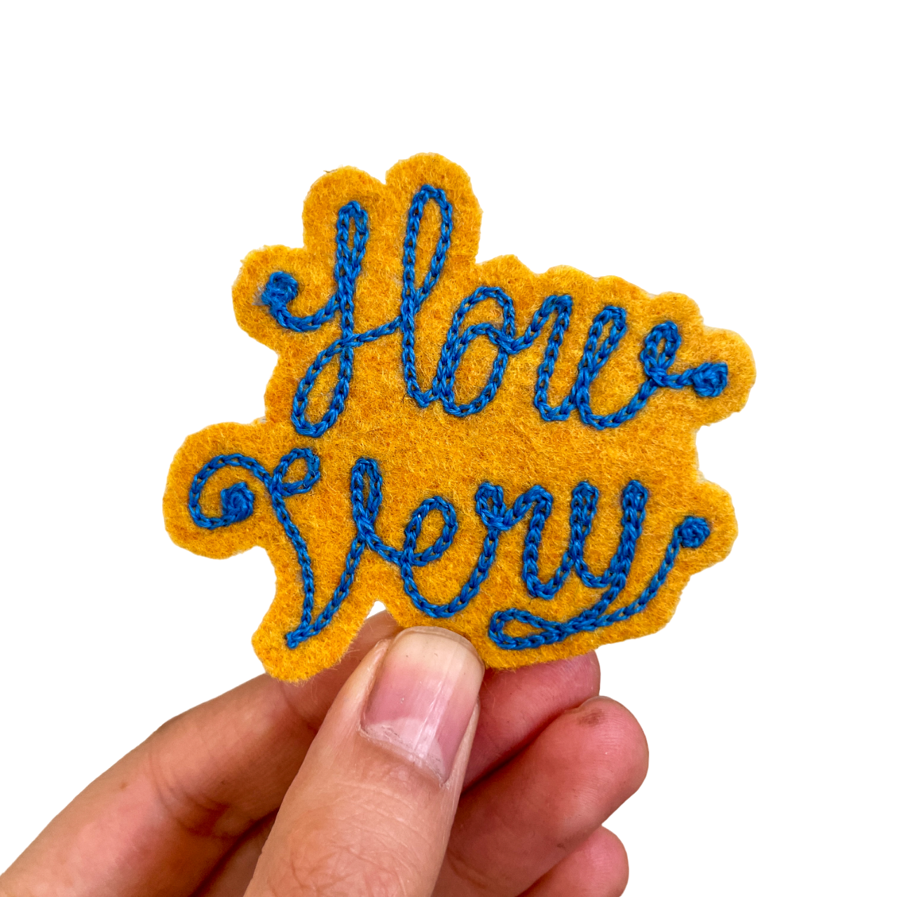 Custom Phrase Patch - Blue on Yellow