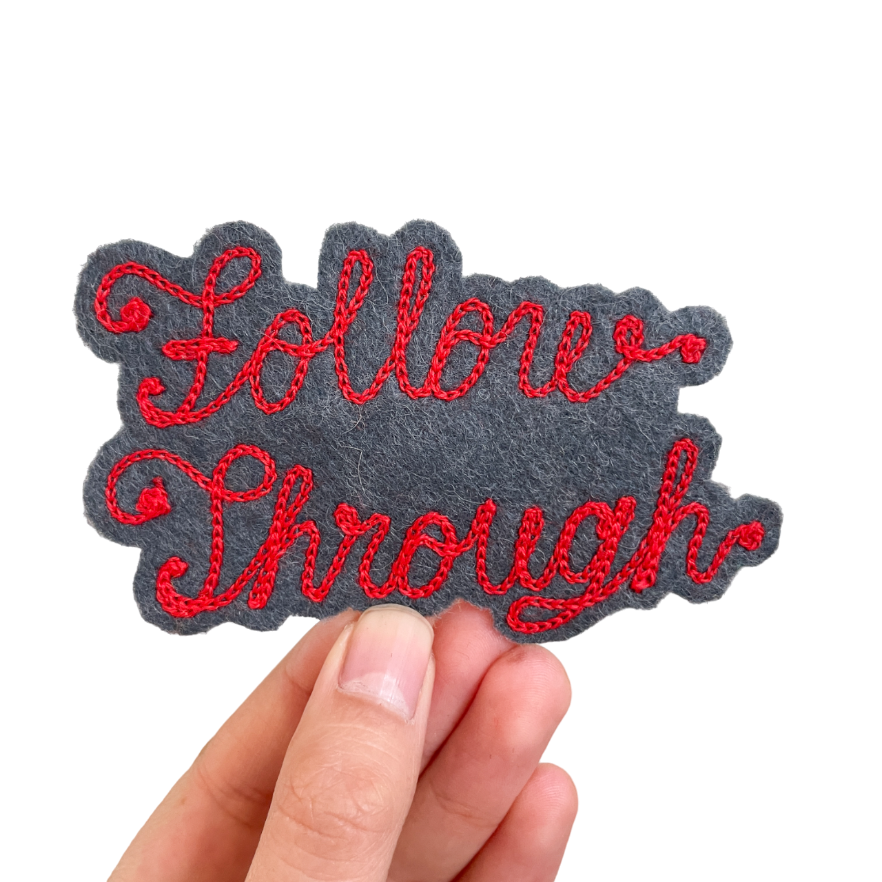 Custom Phrase Patch - Red on Grey