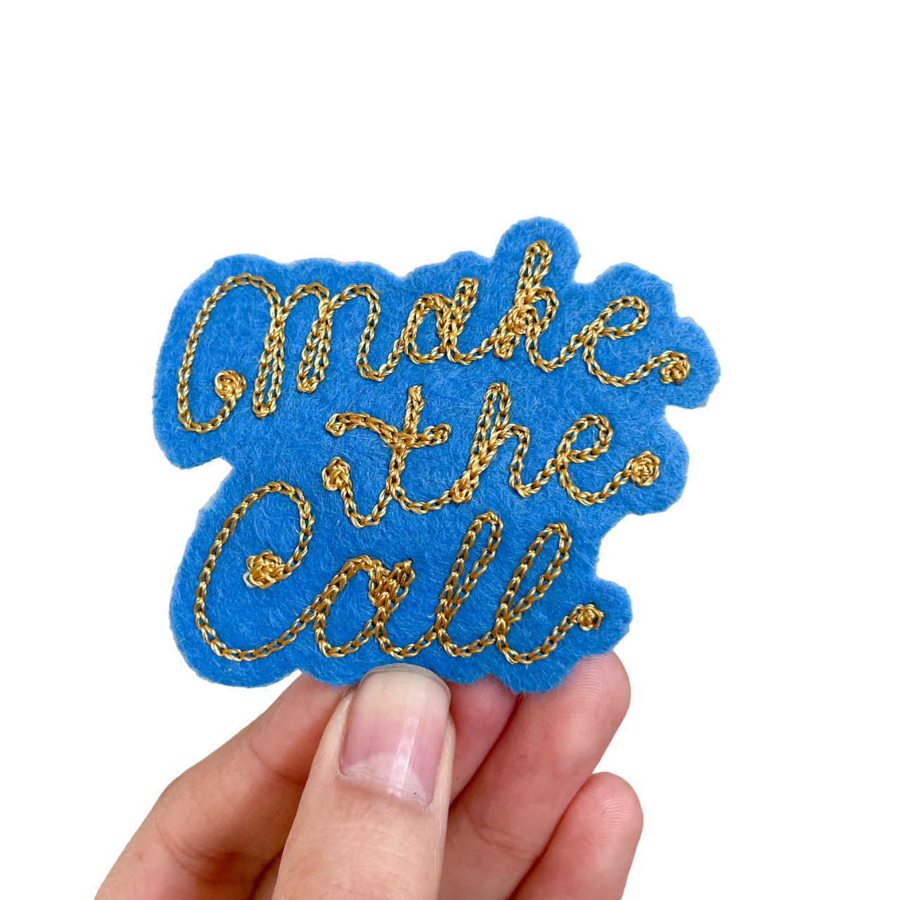 Custom Phrase Patch - Gold on Blue