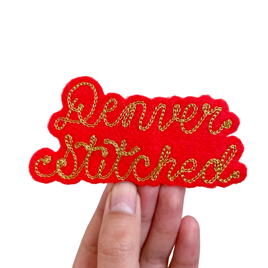 Custom Phrase Patch - Gold on Red