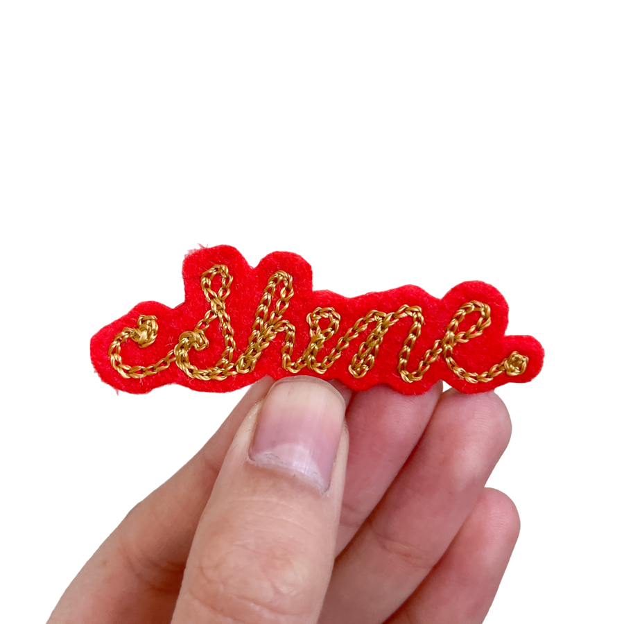 Custom Word Patch - Gold on Red