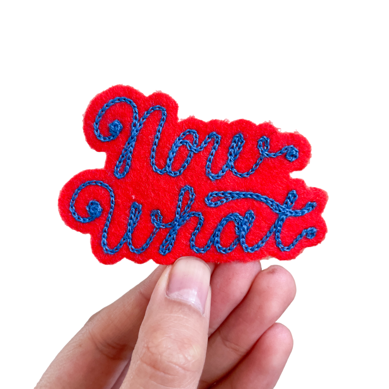 Custom Phrase Patch - Blue on Red