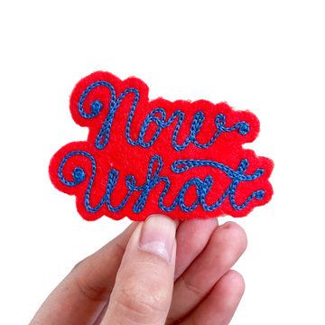 Custom Phrase Patch - Blue on Red