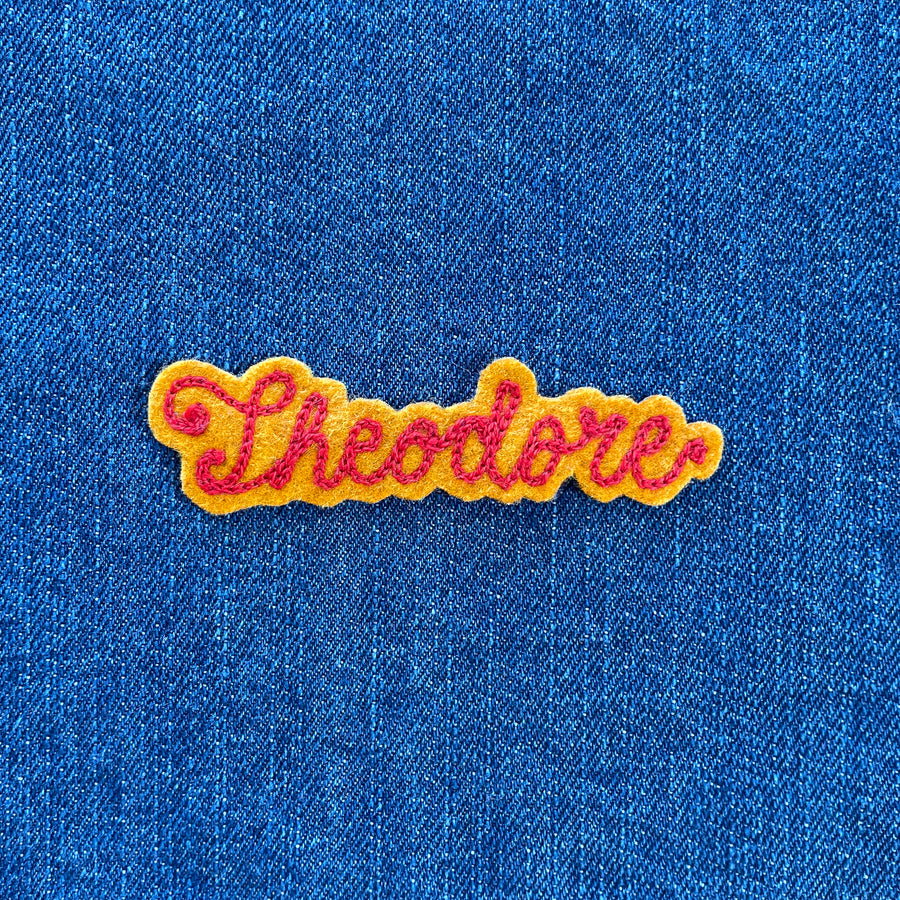 Custom Word Patch - Red on Yellow