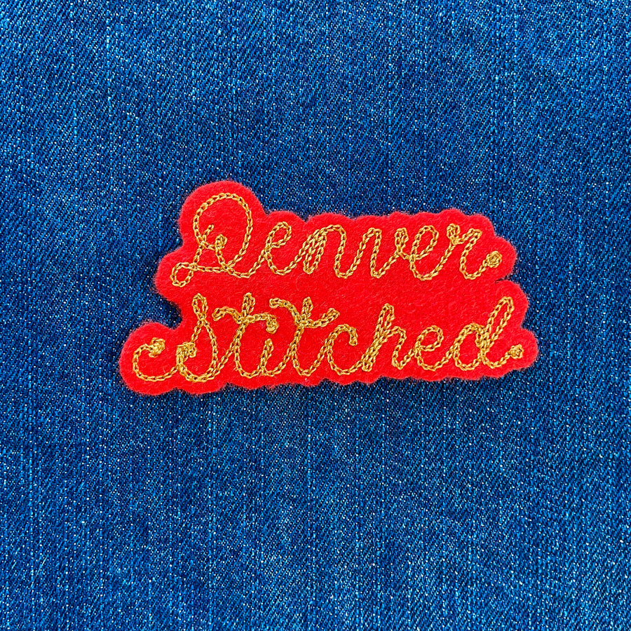 Custom Phrase Patch - Gold on Red