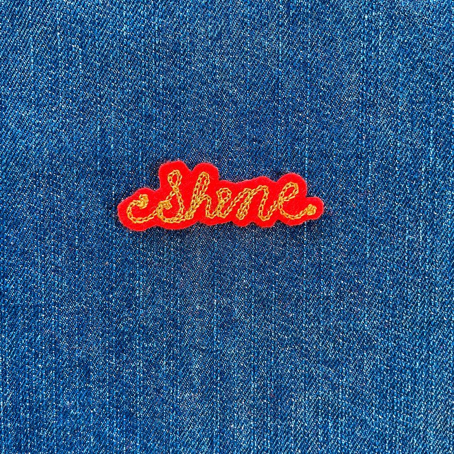 Custom Word Patch - Gold on Red