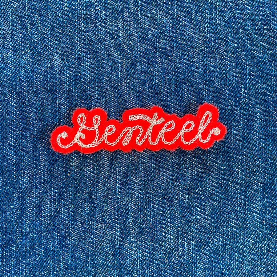 Custom Word Patch - Silver on Red