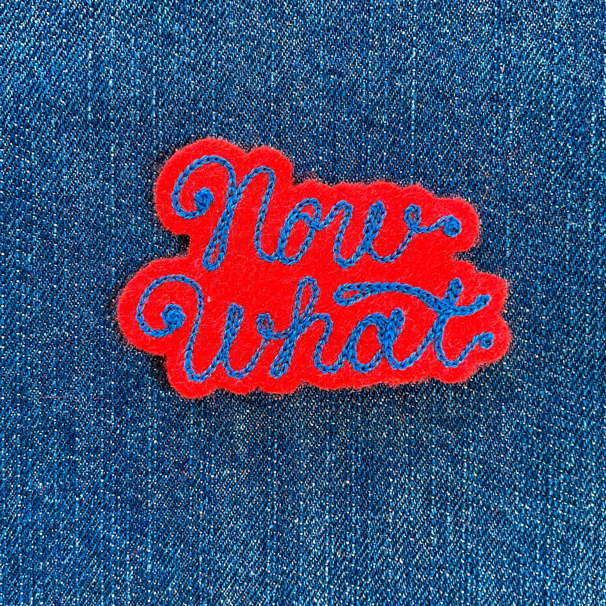 Custom Phrase Patch - Blue on Red