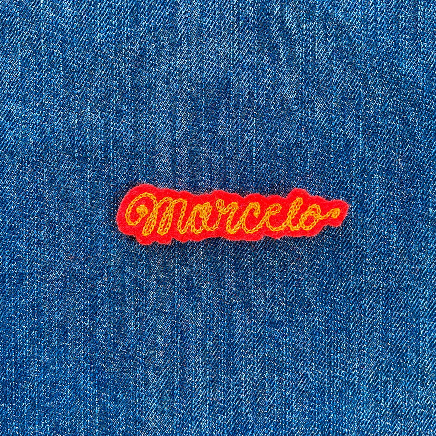 Custom Word Patch - Yellow on Red