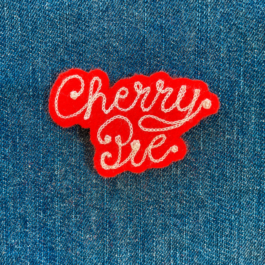 Custom Phrase Patch - White on Red