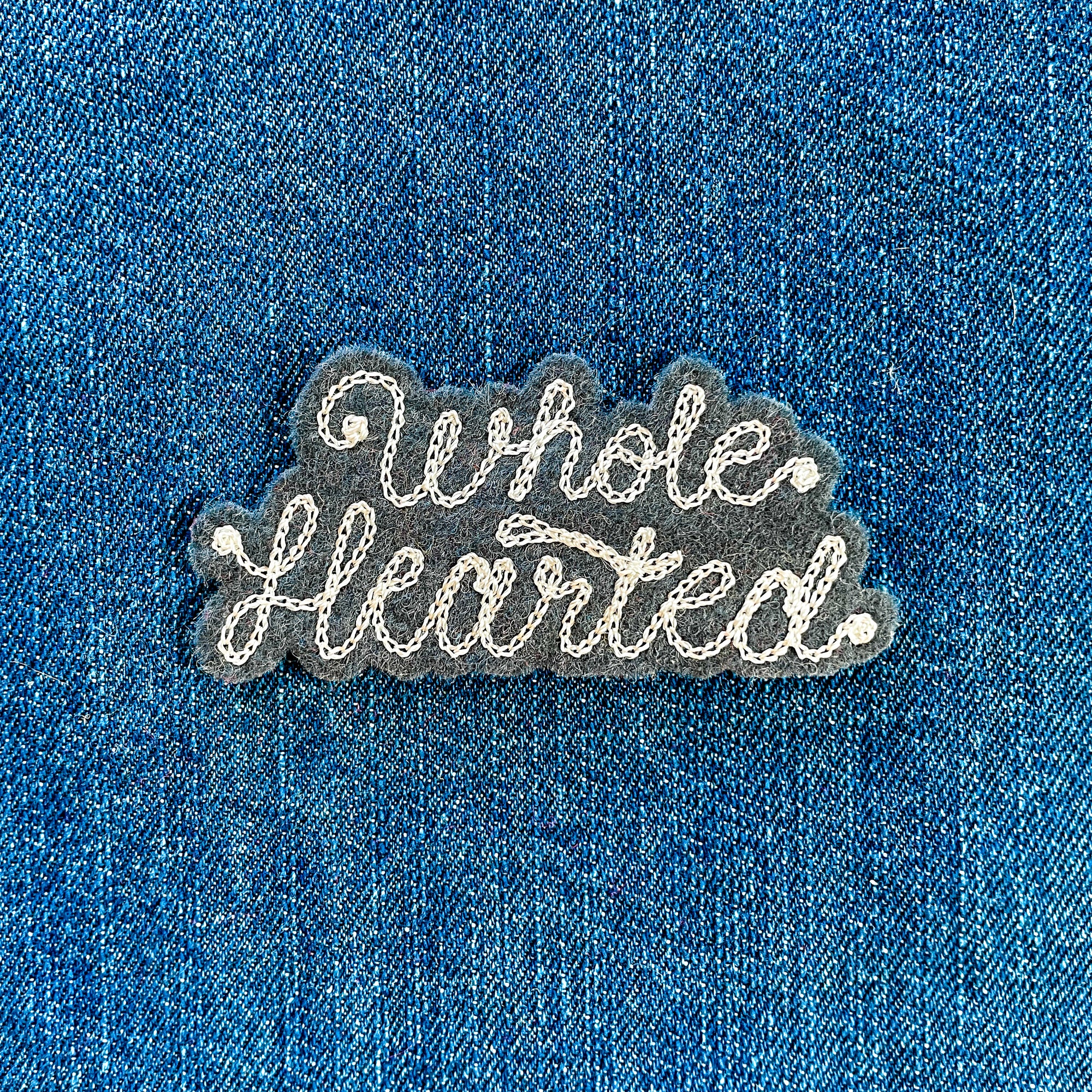 Custom Phrase Patch - Silver on Grey