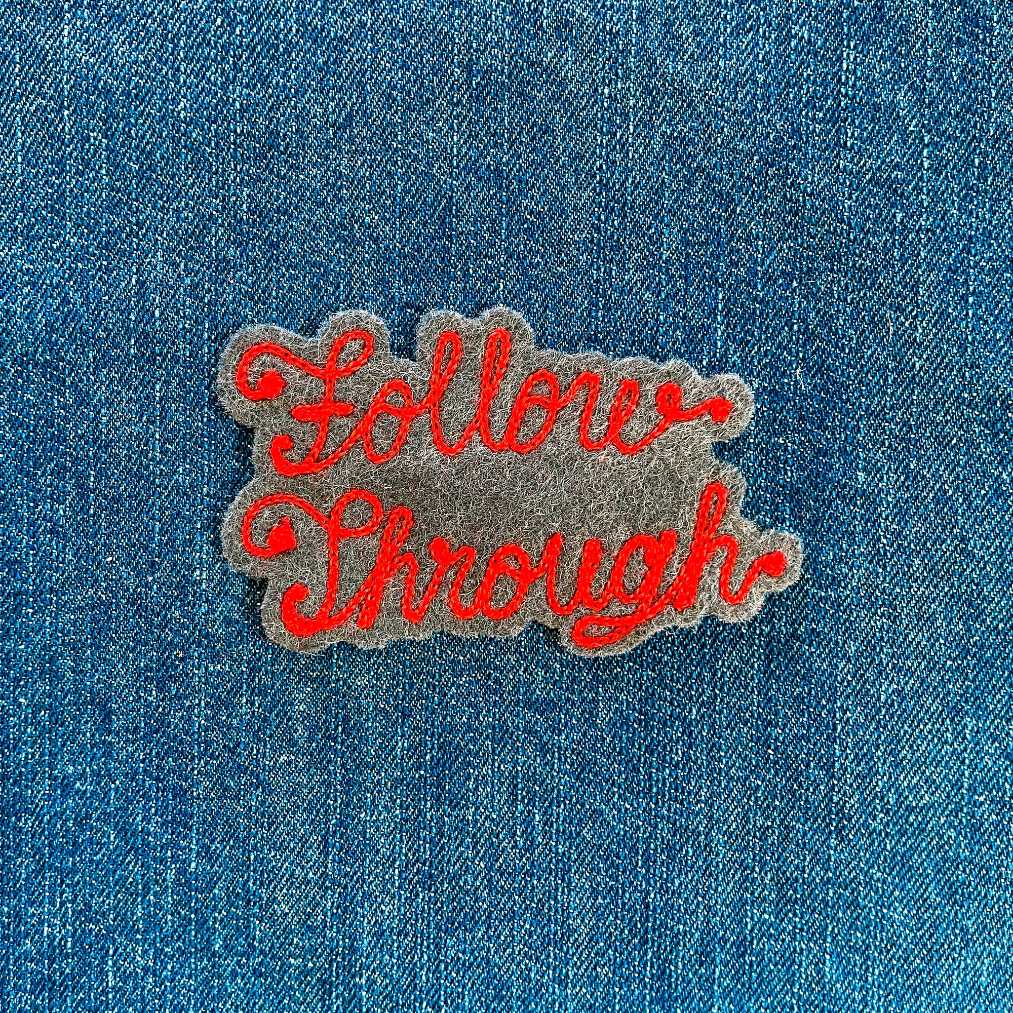 Custom Phrase Patch - Red on Grey