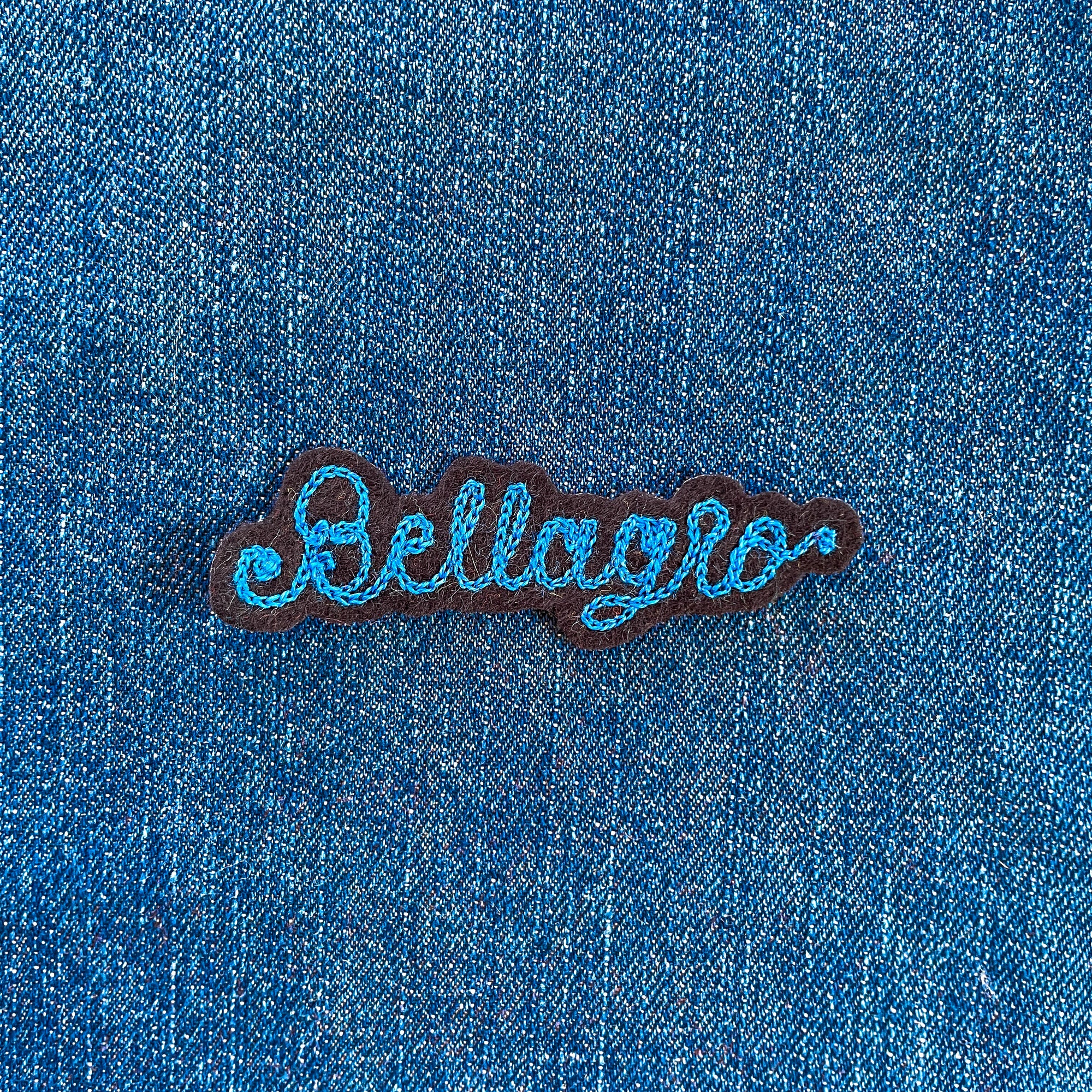 Custom Word Patch - Blue on Black