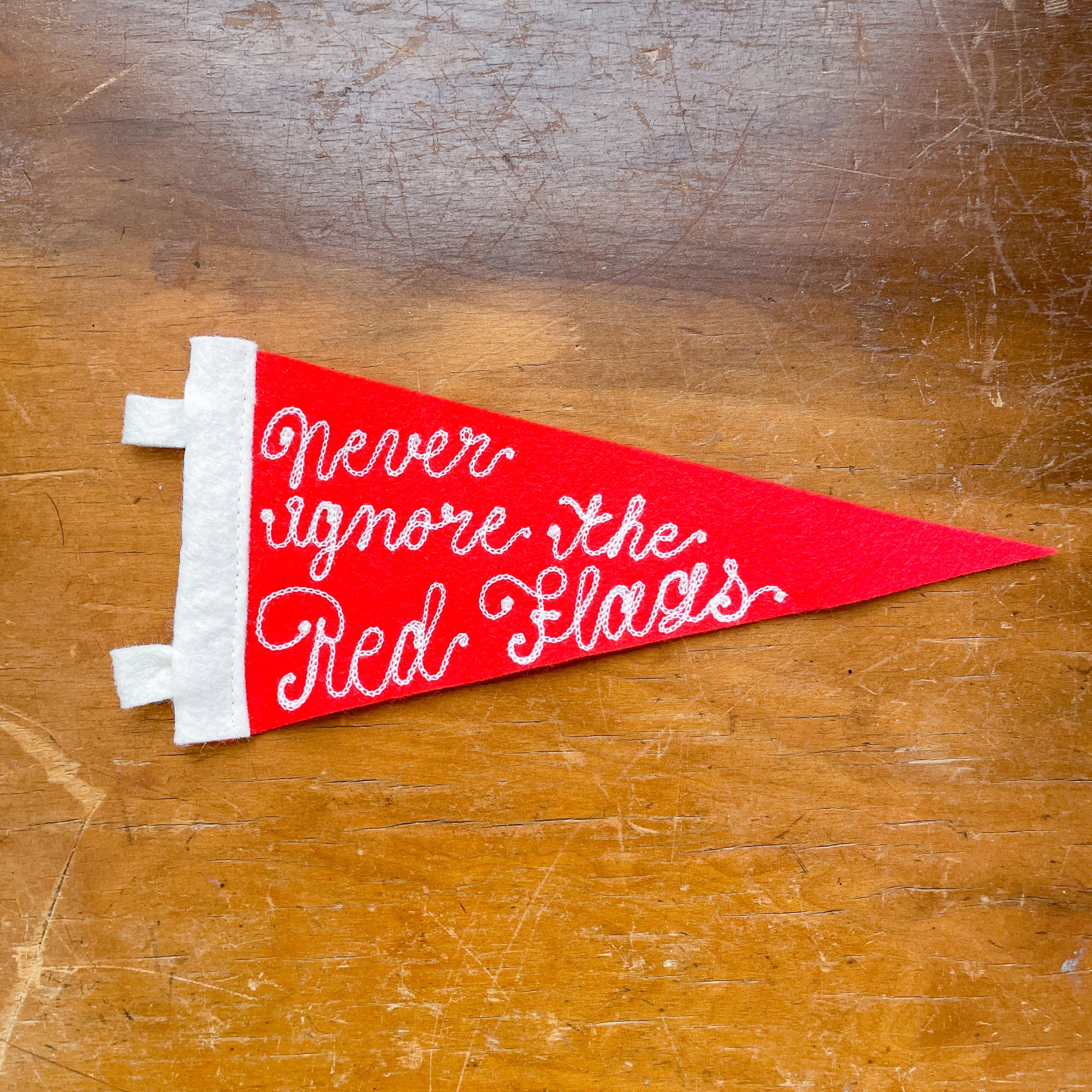 Custom Embroidered Pennant - Cayenne Red