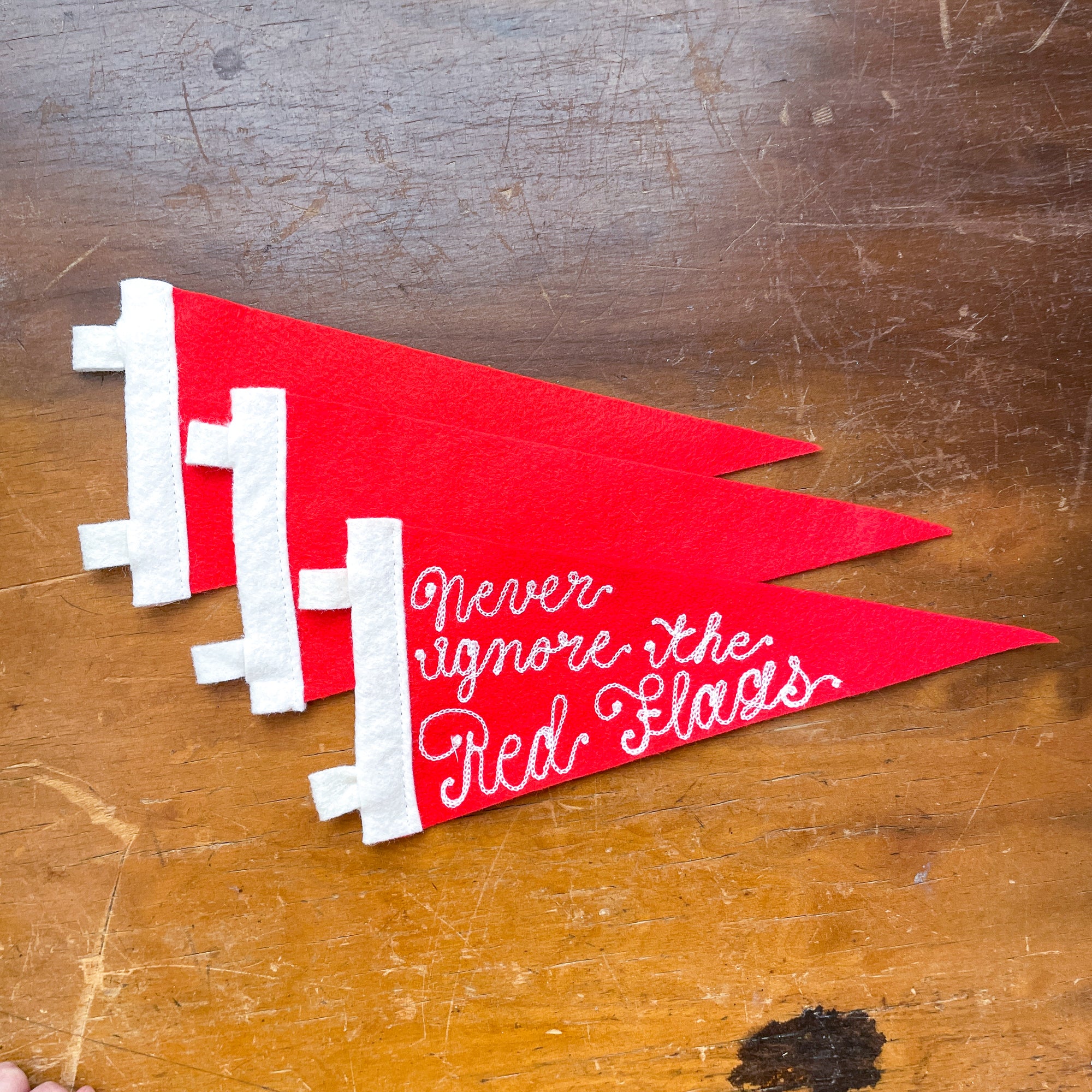 Custom Embroidered Pennant - Cayenne Red