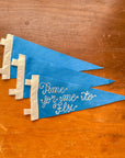 Custom Embroidered Pennant - Cerulean Blue