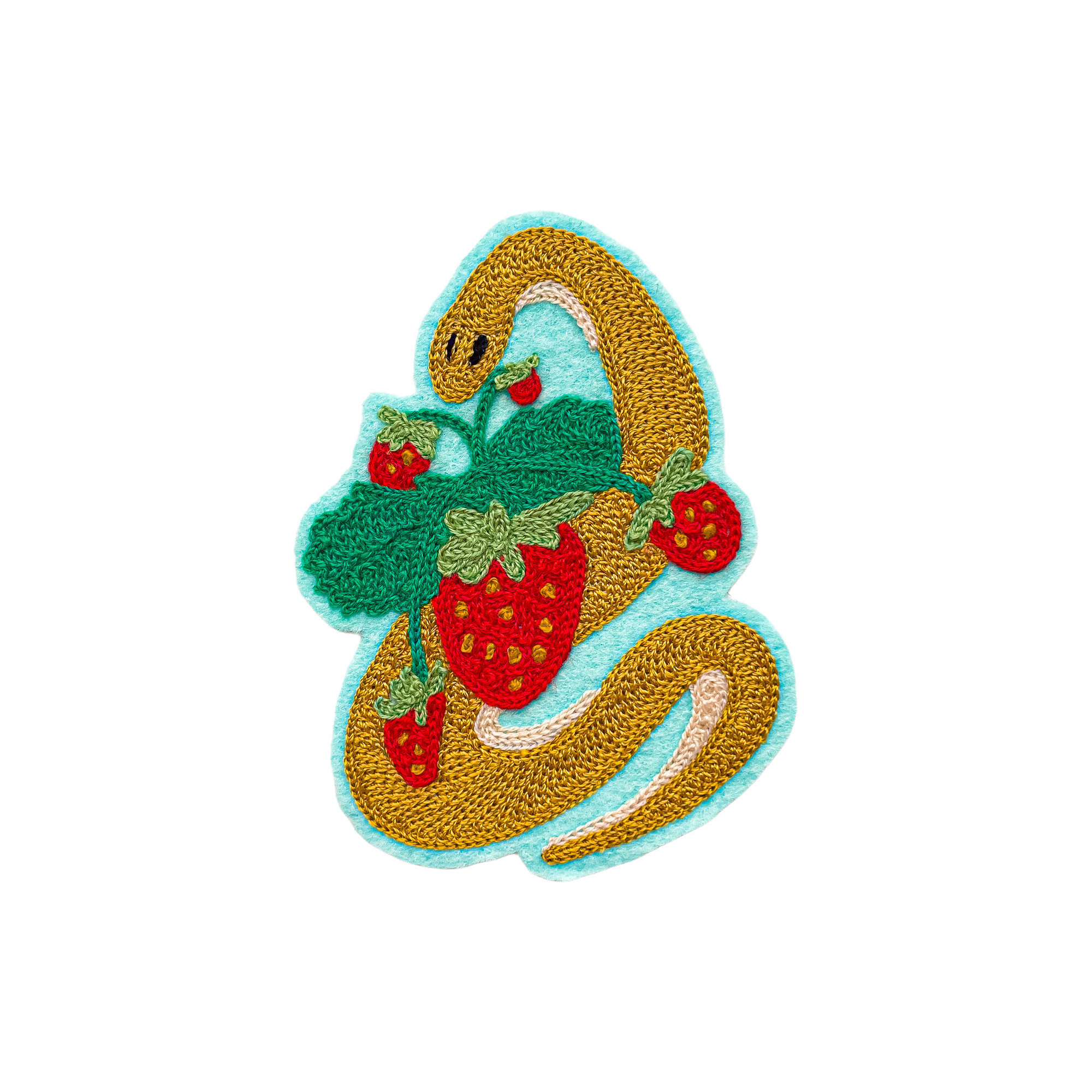 Strawberry Snake Gold - Chainstitch Patch